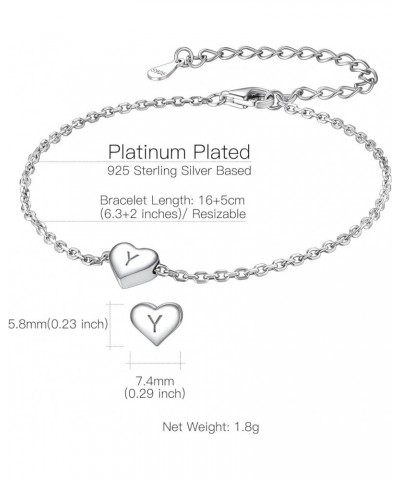 925 Sterling Silver Adjustable A-Z Letter Initial Heart Chain Charm Bracelet for Women Girls (with Gift Box) Y $10.32 Bracelets