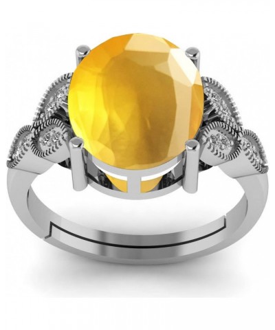 3.00 Carat Certified Yellow Sapphire Silver Adjustable Ring For Women's $16.50 Rings