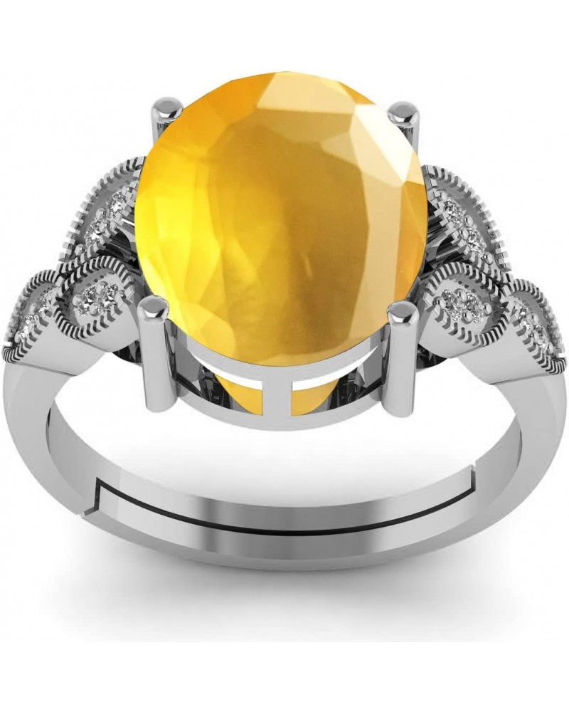 3.00 Carat Certified Yellow Sapphire Silver Adjustable Ring For Women's $16.50 Rings