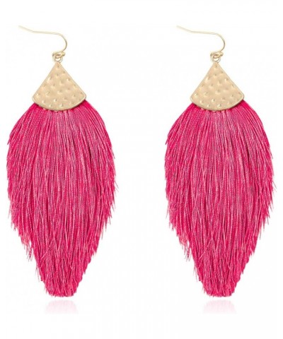 Bohemian Thread Tassel Drop Earrings - Geometric Petal Fan Fringe Feather Statement Chandelier Duster Dangles Classic Tassel ...