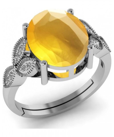 3.00 Carat Certified Yellow Sapphire Silver Adjustable Ring For Women's $16.50 Rings