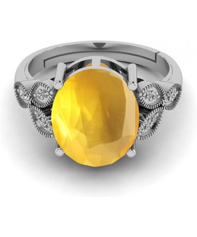 3.00 Carat Certified Yellow Sapphire Silver Adjustable Ring For Women's $16.50 Rings