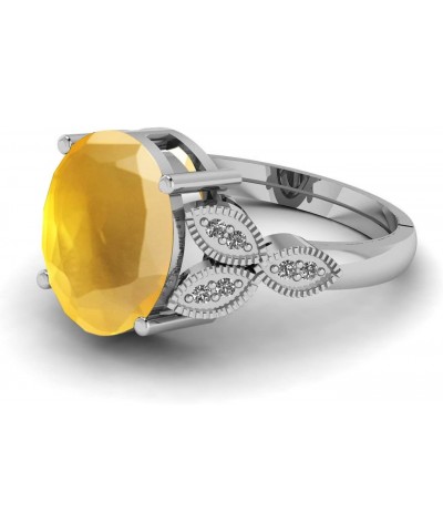 3.00 Carat Certified Yellow Sapphire Silver Adjustable Ring For Women's $16.50 Rings