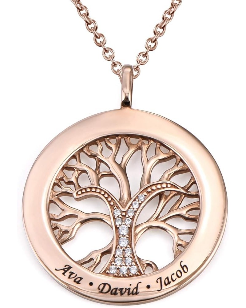 MYKA - Personalized Engraved Circle Family Tree Necklace with Cubic Zirconia / Diamond Stones For Woman, Her, Grandma, New Mo...