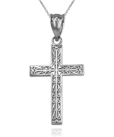 10K White Gold Latin Cross Religious Pendant Necklace 20" Neckace $34.71 Necklaces