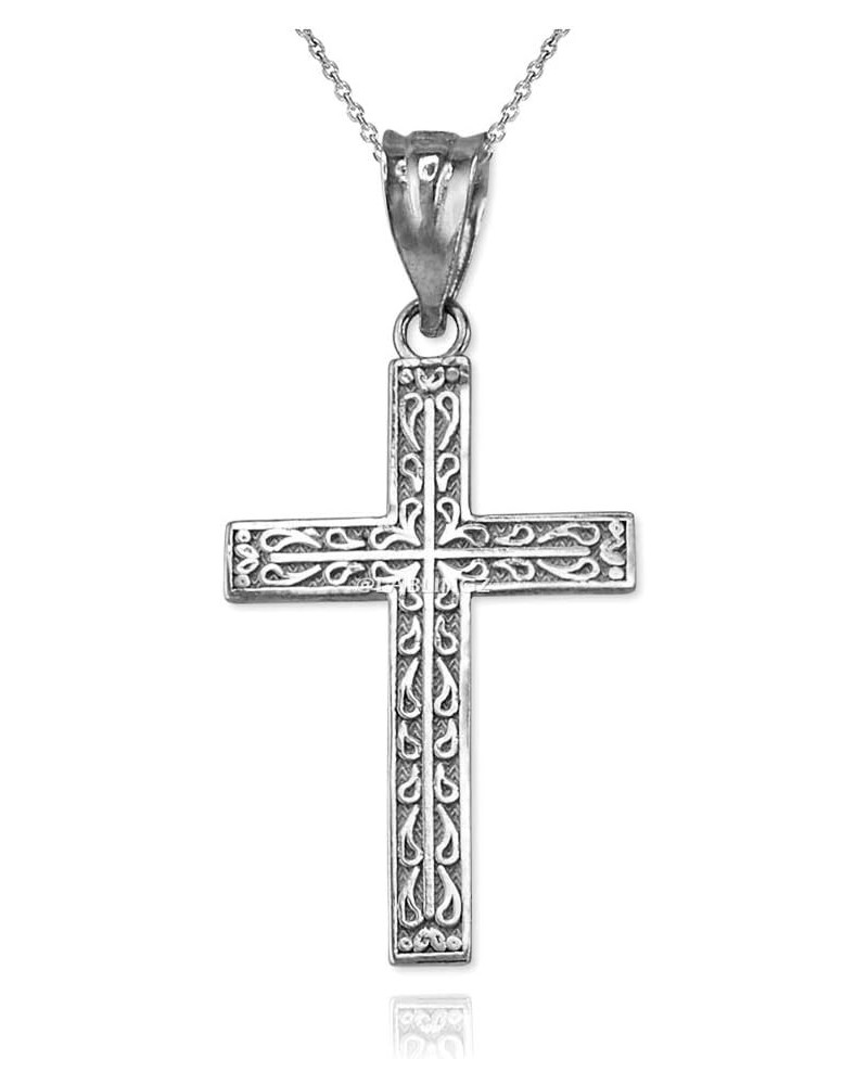 10K White Gold Latin Cross Religious Pendant Necklace 20" Neckace $34.71 Necklaces