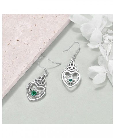 Celtic Earrings 925 Sterling Silver Baseball Claddagh Moonstone Sun Moon and Star Dangle Drop Earrings Irish Jewelry Gift for...