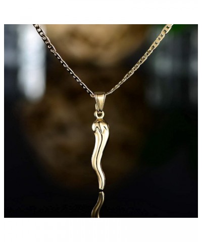 18K Gold Plated Flat Marina Chain With Italian Horn Necklace Cornicello - Made In Brazil 18 Inches $10.59 Necklaces