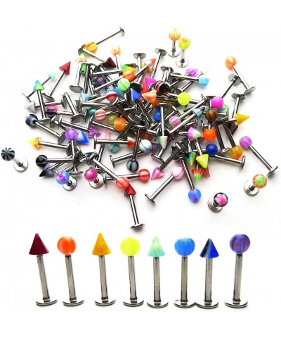 100pcs Stainless Steel Labret Lip Bar Ring Body Piercing Barbell Jewelry Ball $6.59 Body Jewelry