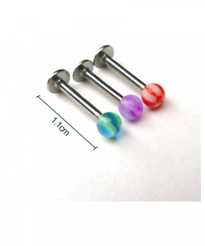 100pcs Stainless Steel Labret Lip Bar Ring Body Piercing Barbell Jewelry Ball $6.59 Body Jewelry