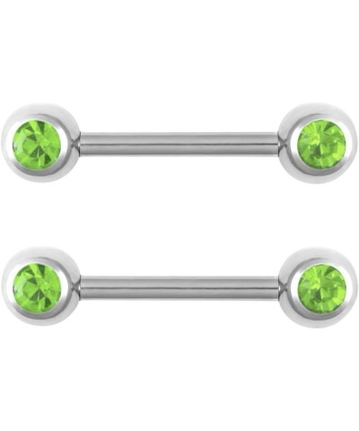 14g Nipple Ring Barbells Set of 2, Pair of 12mm (1/2 Inch) Barbells with 5mm Balls Green $10.79 Body Jewelry