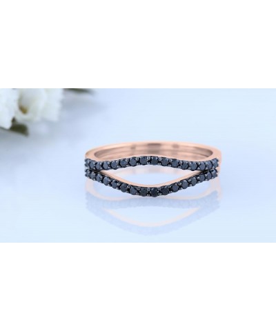 0.35 Carat Round Black Diamond Anniversary Enhancer Guard Wedding Band for Ladies in 10K Gold 8.5 Rose Gold $147.45 Others