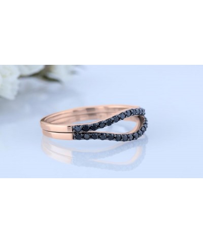 0.35 Carat Round Black Diamond Anniversary Enhancer Guard Wedding Band for Ladies in 10K Gold 8.5 Rose Gold $147.45 Others