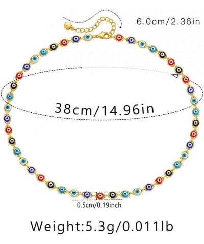 Colorful Evil Eyes Choker Necklace For Women 14K Gold Plated Fashion Cute Turquoise Cubic Zirconia Evil Eye Turkish Protectio...