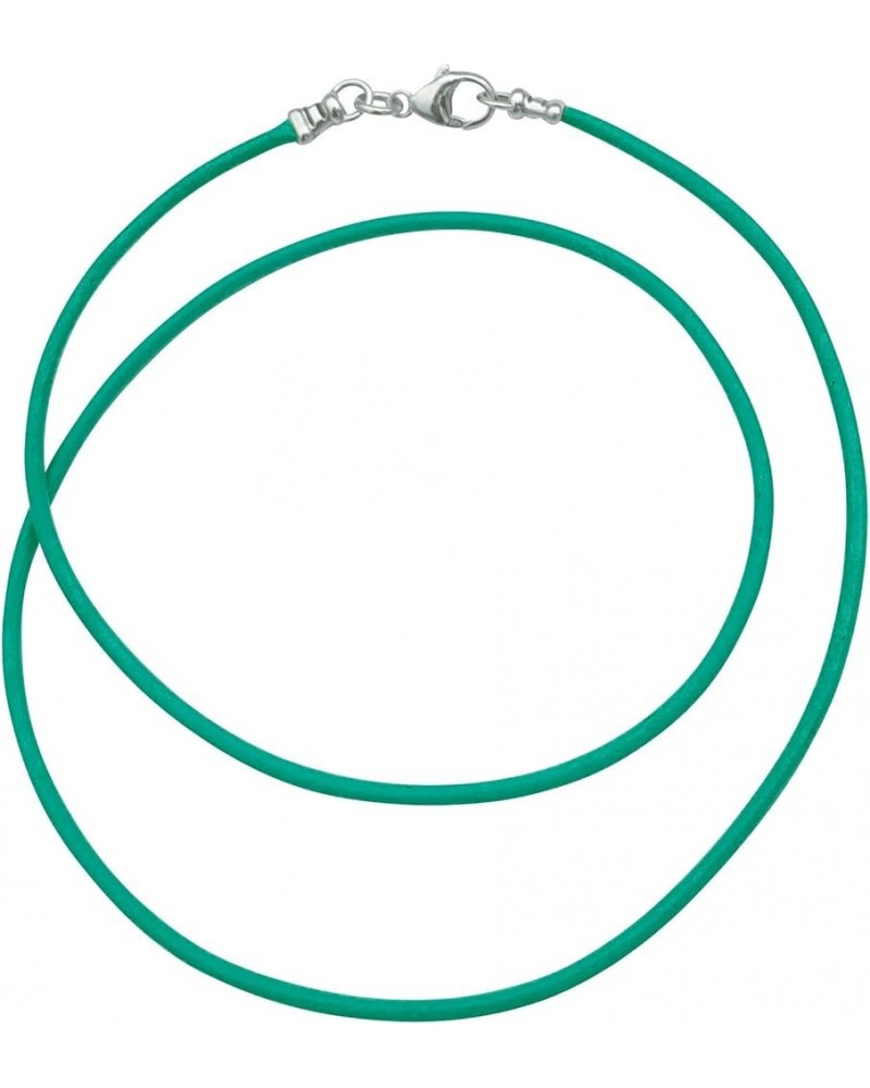 Sterling Silver 1.8mm Fine Turquoise Leather Cord Necklace 13.0 Inches $9.58 Necklaces