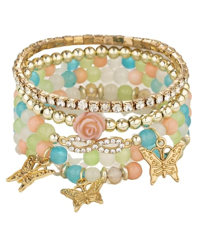 Colorful Multilayer Gold Beaded Stackable Stretch Bracelets Boho Charm Dainty Bracelet mix $5.55 Bracelets