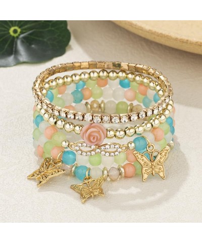 Colorful Multilayer Gold Beaded Stackable Stretch Bracelets Boho Charm Dainty Bracelet mix $5.55 Bracelets