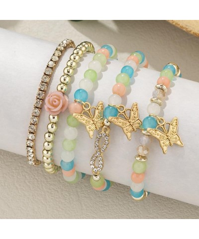 Colorful Multilayer Gold Beaded Stackable Stretch Bracelets Boho Charm Dainty Bracelet mix $5.55 Bracelets