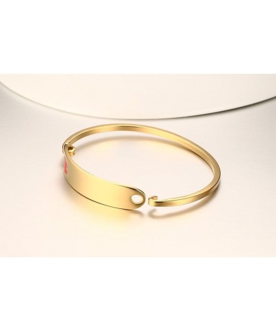 Free Custom Engraving Stainless Steel Catch Hook Oval Fit Medical Alert ID Bangle Bracelet Gold-65mm seizures $10.07 Bracelets