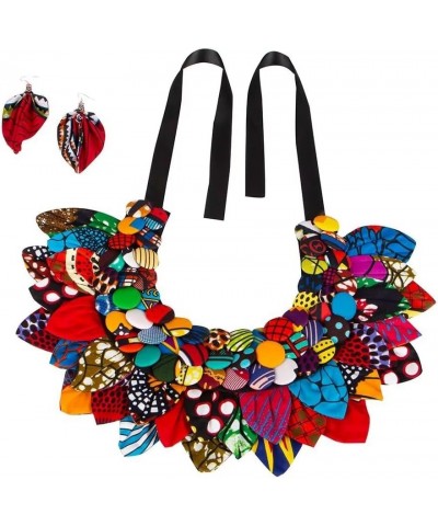 African Necklace Earring Set Ankara Handmade Necklace Button Petal Splice Necklace Women's Jewelry WYB814 $15.64 Necklaces