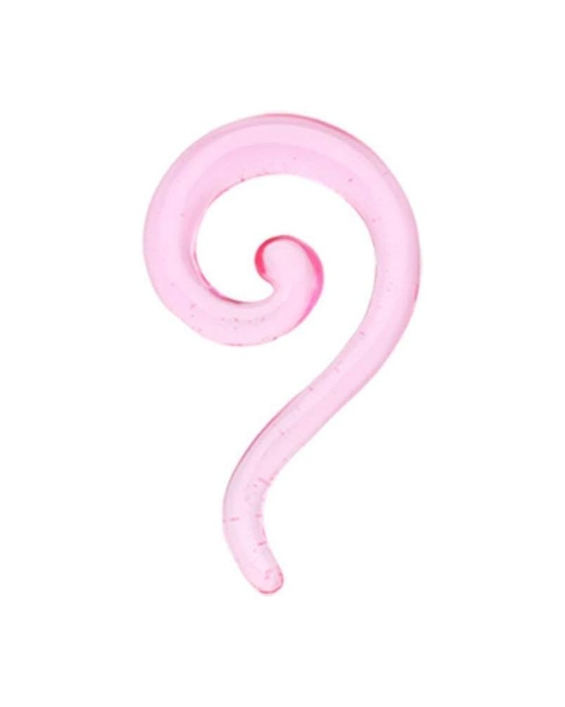 Claw Hook Acrylic Ear Gauge Spiral Hanging Taper 14 GA (1.6mm), Pink $11.01 Body Jewelry