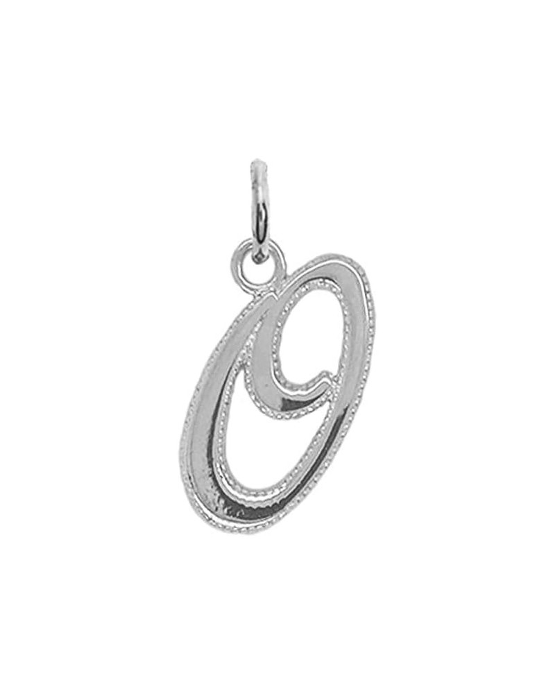 Solid 14k Gold Personalized Cursive-Style"A-Z" Initial Pendant (Size S/M/L) Large (O) White Gold $66.70 Pendants