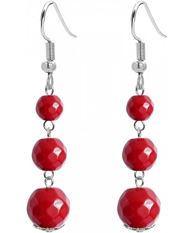 Natural Round Agate earrings for Women Minimalist earrings Agate Stone Bead Tassel Dangle Earrings for Women Gift Red $4.85 E...