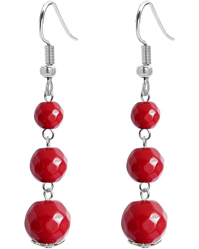 Natural Round Agate earrings for Women Minimalist earrings Agate Stone Bead Tassel Dangle Earrings for Women Gift Red $4.85 E...