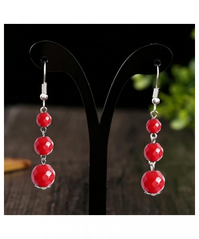 Natural Round Agate earrings for Women Minimalist earrings Agate Stone Bead Tassel Dangle Earrings for Women Gift Red $4.85 E...