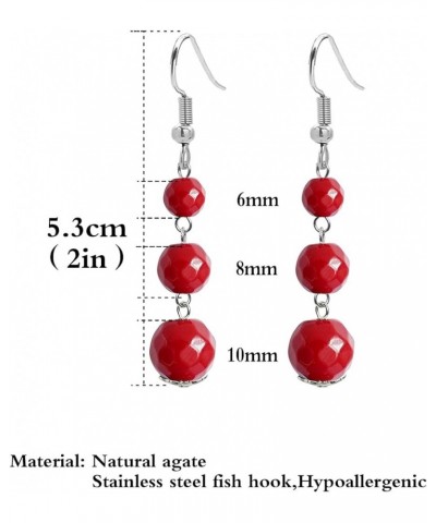 Natural Round Agate earrings for Women Minimalist earrings Agate Stone Bead Tassel Dangle Earrings for Women Gift Red $4.85 E...