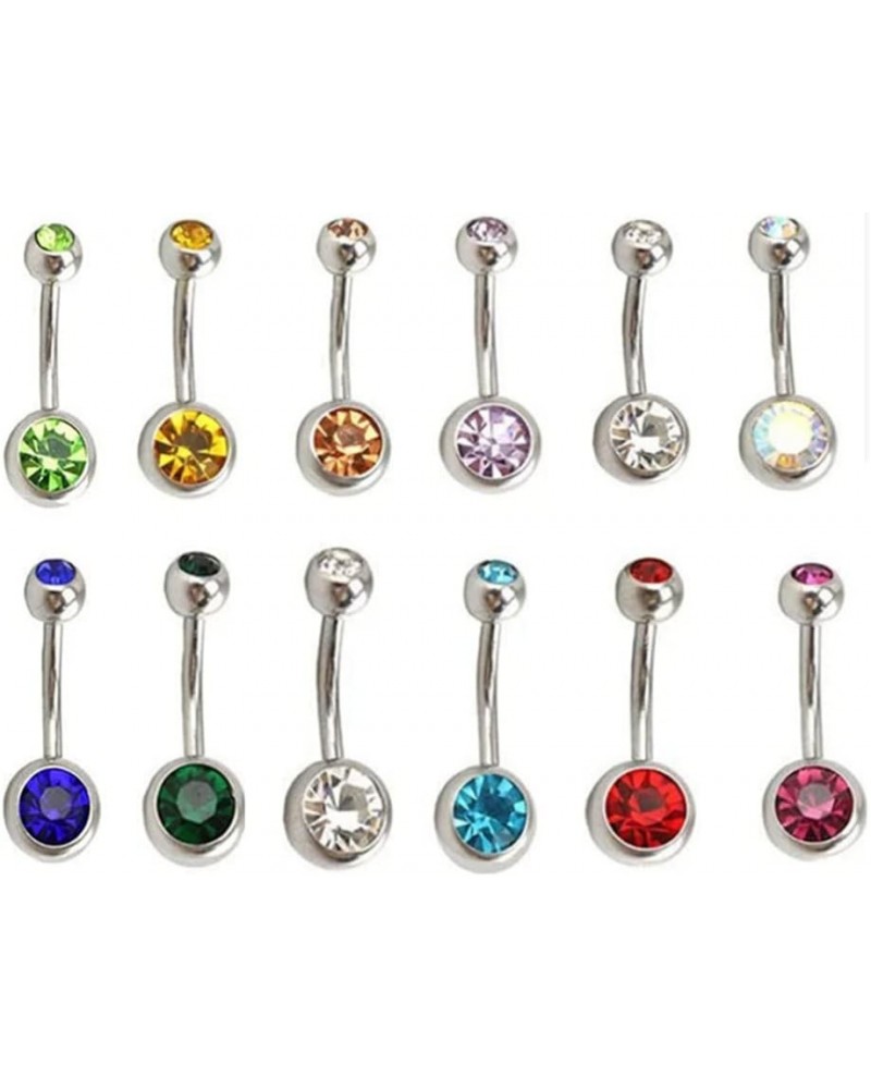 36pcs 14G Stainless Steel Belly Button Rings Navel Rings CZ Curved Barbell Piercing Belly Rings for Women Body Piercing Jewel...