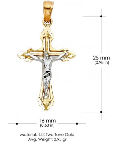 14K Two Tone Gold Jesus Crucifix Cross Pendant with 1.4mm Flat Open Wheat Chain Necklace 18.0 Inches $98.90 Necklaces