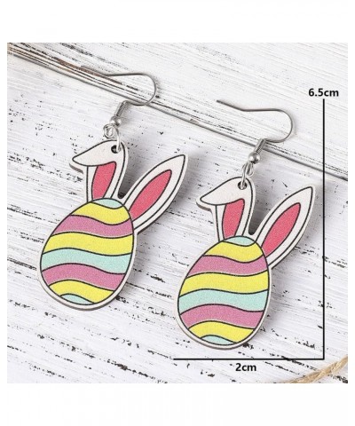 Funny Easter Rabbit Wood Earrings Colorful Flower Rainbow Easter Egg Leopard Bunny Wooden Earring Gifts for Women Girls A $5....