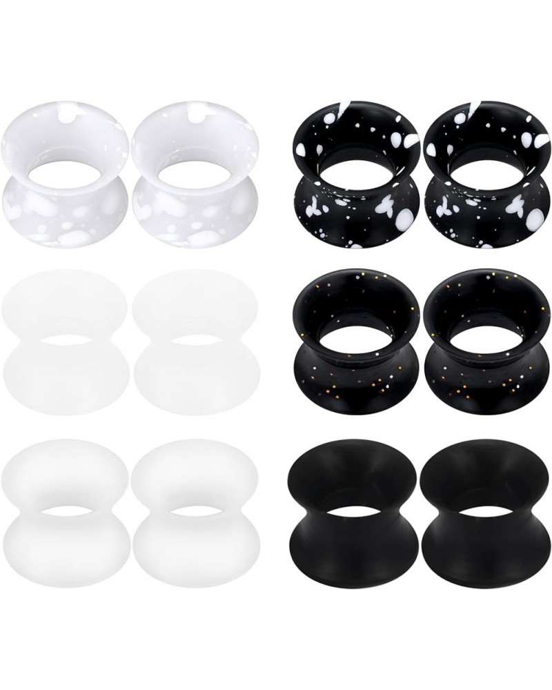 6G 4G 2G 0G 00G 12mm 14mm 16mm 18mm 20mm Ultra Thin Silicone Ear Gauges Plugs Tunnels Earrings Flexible Flesh Black White Tun...