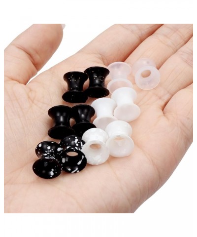 6G 4G 2G 0G 00G 12mm 14mm 16mm 18mm 20mm Ultra Thin Silicone Ear Gauges Plugs Tunnels Earrings Flexible Flesh Black White Tun...