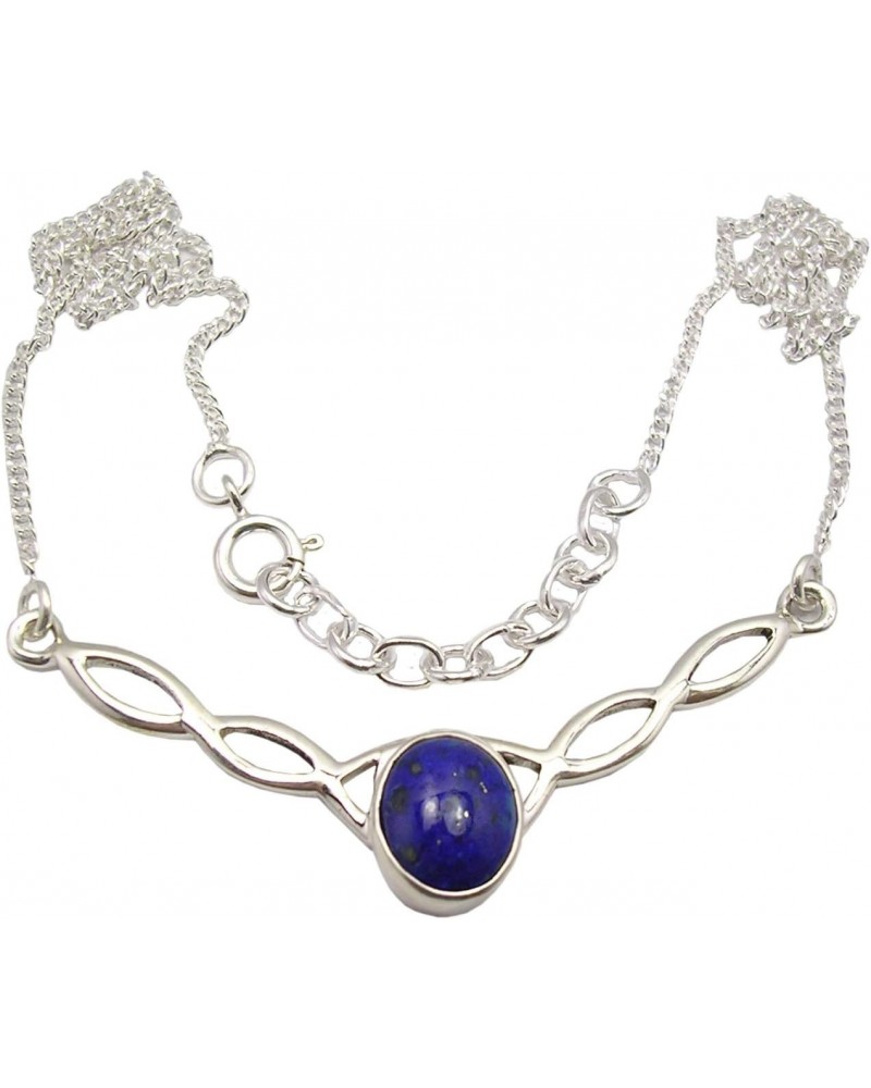 Black Monday Presents Sterling Silver Lapis Lazuli Necklace 46.5 cm Wholesale Gift $22.41 Necklaces