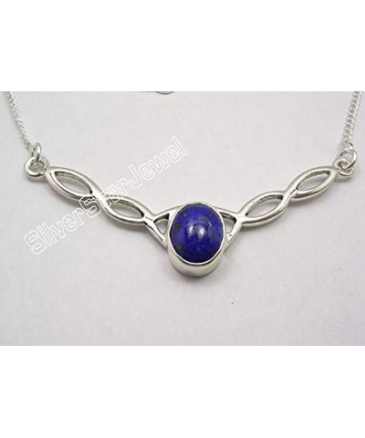 Black Monday Presents Sterling Silver Lapis Lazuli Necklace 46.5 cm Wholesale Gift $22.41 Necklaces