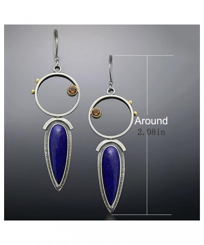 Vintage Bohemian Long Dangle Drop Earrings Geometric Drop Shaped Agate Earrings Jewelry For Women Girls blue $6.88 Earrings