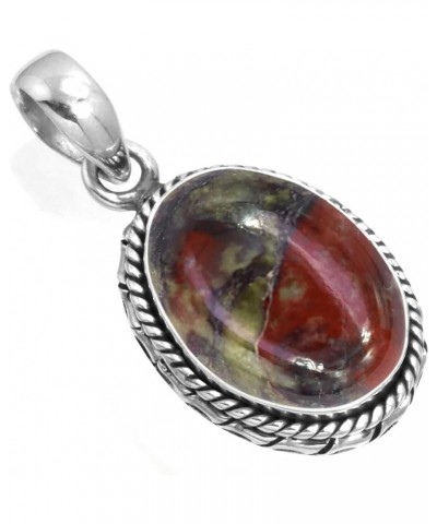 925 Sterling Silver Handmade Pendant for Women 12x16 Oval Gemstone Fashion Jewelry for Gift (99533_P) Dragon Blood Jasper $21...