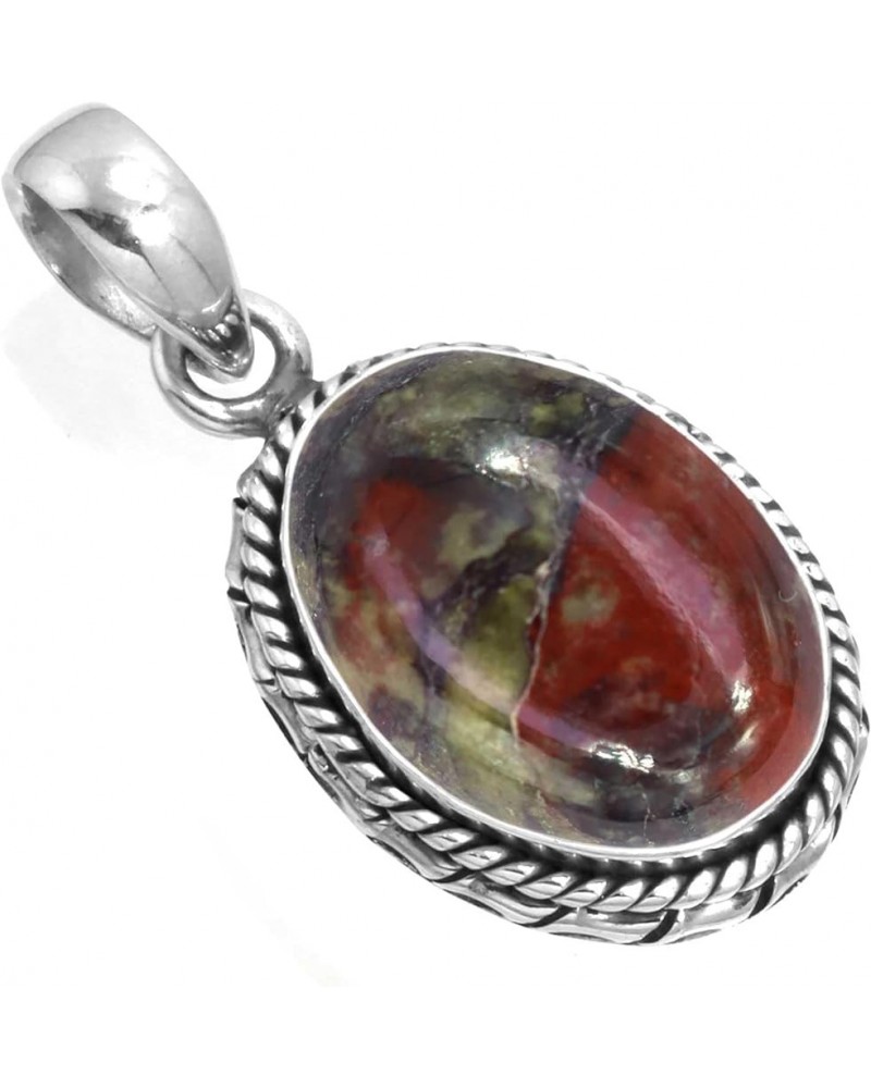 925 Sterling Silver Handmade Pendant for Women 12x16 Oval Gemstone Fashion Jewelry for Gift (99533_P) Dragon Blood Jasper $21...