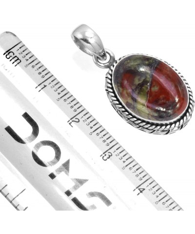 925 Sterling Silver Handmade Pendant for Women 12x16 Oval Gemstone Fashion Jewelry for Gift (99533_P) Dragon Blood Jasper $21...