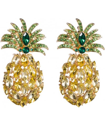 Cute Pineapple Acrylic Dangle Drop Earrings Crystal Cubic Zirconia Earring Bonhemian Style Big Statement Studs Tropical Fruit...