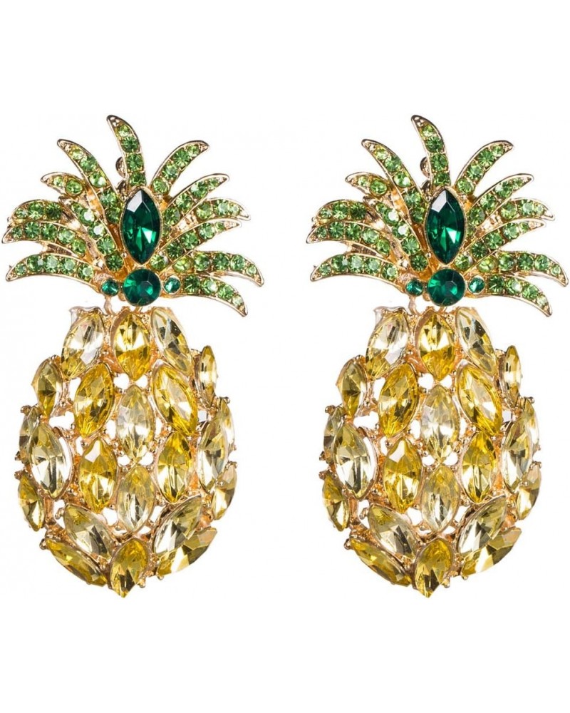 Cute Pineapple Acrylic Dangle Drop Earrings Crystal Cubic Zirconia Earring Bonhemian Style Big Statement Studs Tropical Fruit...