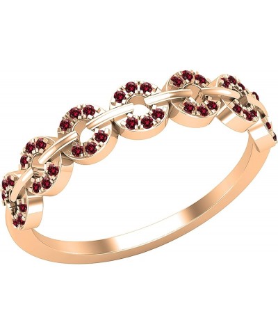 Round Diamond or Gemstone Seven Hollow Circle Outline Stackable Band for Women | Available in 10K/14K/18K Gold Red Diamond in...