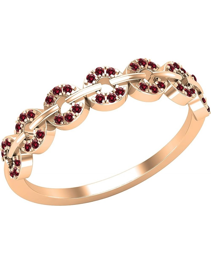 Round Diamond or Gemstone Seven Hollow Circle Outline Stackable Band for Women | Available in 10K/14K/18K Gold Red Diamond in...