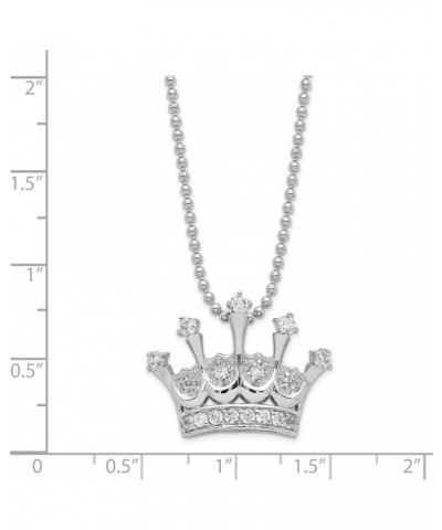 Solid 925 Sterling Silver CZ Cubic Zirconia Crown Emperor Royal King Queen Pendant Necklace Charm Chain - with Secure Lobster...