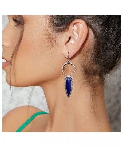 Vintage Bohemian Long Dangle Drop Earrings Geometric Drop Shaped Agate Earrings Jewelry For Women Girls blue $6.88 Earrings