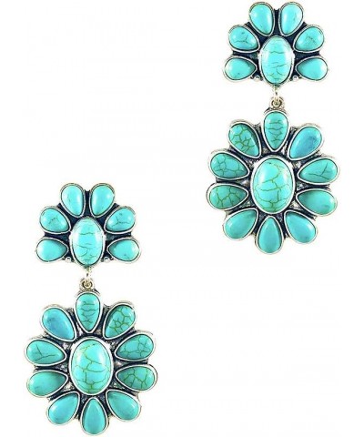 Turquoise Bohemian Medium Metal Fashion Flower Earring No.247 $11.01 Earrings