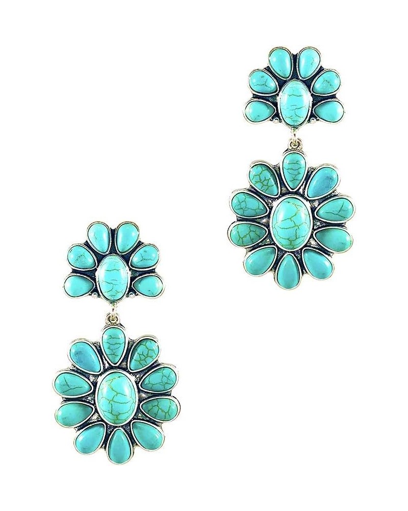 Turquoise Bohemian Medium Metal Fashion Flower Earring No.247 $11.01 Earrings