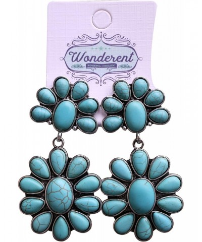 Turquoise Bohemian Medium Metal Fashion Flower Earring No.247 $11.01 Earrings